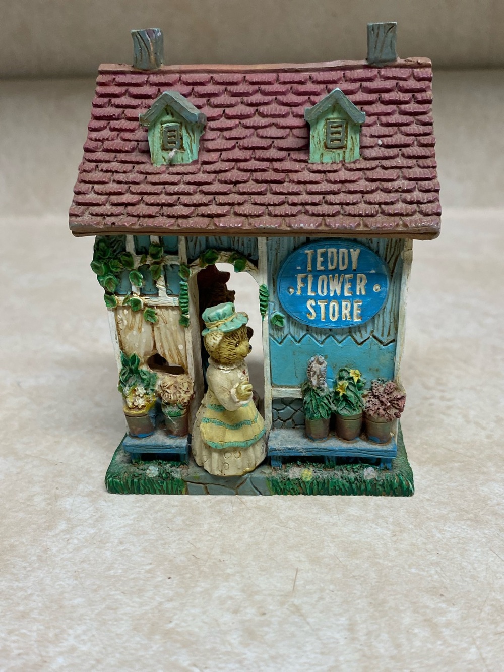 Russ Teddy Town Figurine with Blue and Yellow Accent